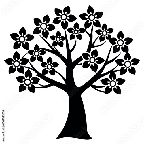 Dogwood tree stencil icon a single vector graphic design
