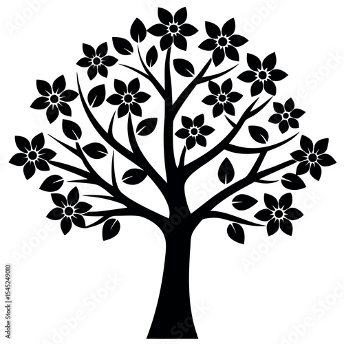 Dogwood tree stencil icon a single high resolution design element