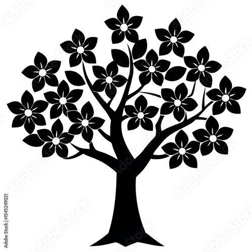 Dogwood tree stencil icon a single high resolution design element