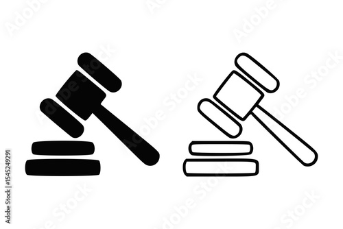 Two Vector Illustrations of a Judge's Gavel Representing Legal Processes