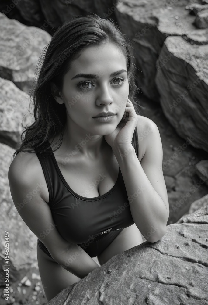 Attractive and sexy woman with big boobs posing in stylish clothes with cleavage, looking pretty and cute Attractive and sexy woman with big boobs posing in stylish clothes with cleavage, looking pretty and cute