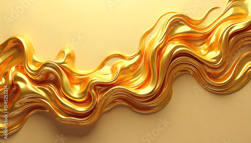 Abstract Fluid Gold Ink Swirl in Motion
