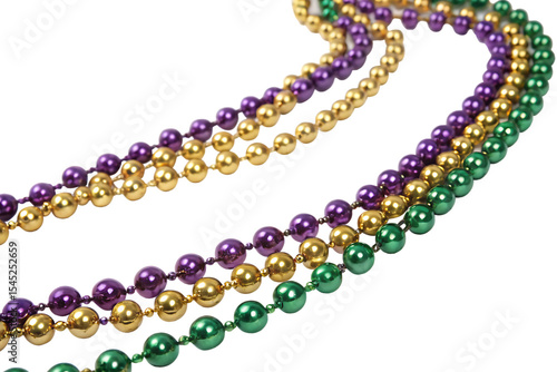  traditional-mardis-gras-beads-necklace-in-purple  isolated on white background png, ai generated