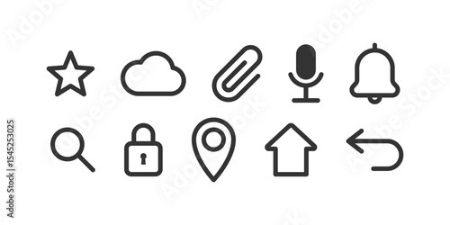 User Interface signs. Toolbar and navigation controls