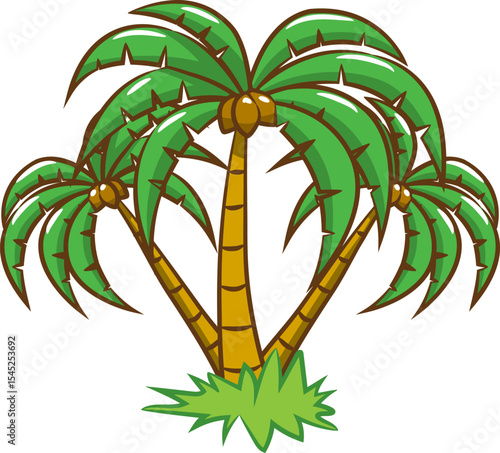 Tropical Palm Grove: A vibrant illustration of several lush palm trees flourishing, conjuring images of exotic locales and tropical vacations.