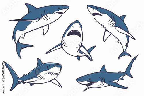 Beneath the Surface: Great White Shark Vector Collection