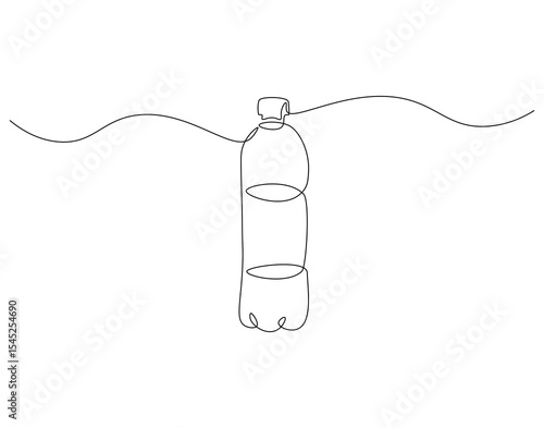 Plastic bottle continuous line. Continuous one line drawing of plastic bottle. Water packaging concept. Single line drawing