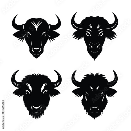 buffalo head  mascot logo design