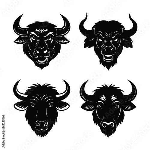 buffalo head  mascot logo design