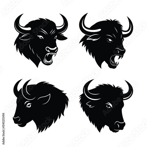 buffalo head  mascot logo design