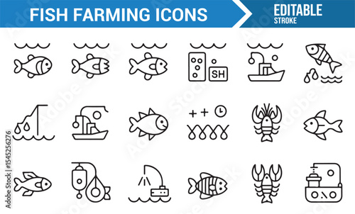 Marine and Fish Farming Symbols - Aquaculture Icons