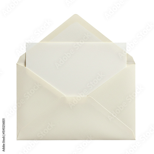 open envelope with blank card isolated on white background