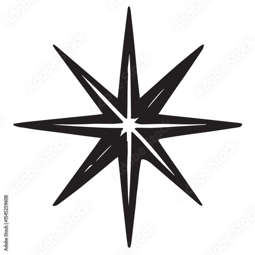 Black eight pointed star graphic design element