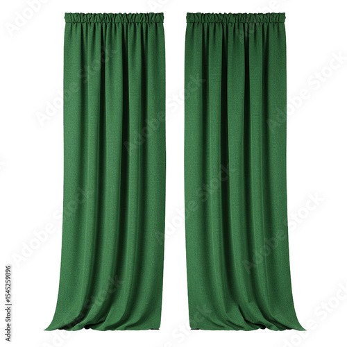 green curtain isolated on white background