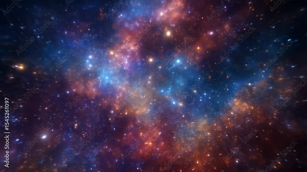 Infinite space journey through sparkling star clusters and mysterious nebula clouds. Universe travel science fantasy concept footage. Infinite space journey through sparkling star clusters and mysterious nebula clouds. Universe travel science fantasy concept footage.
