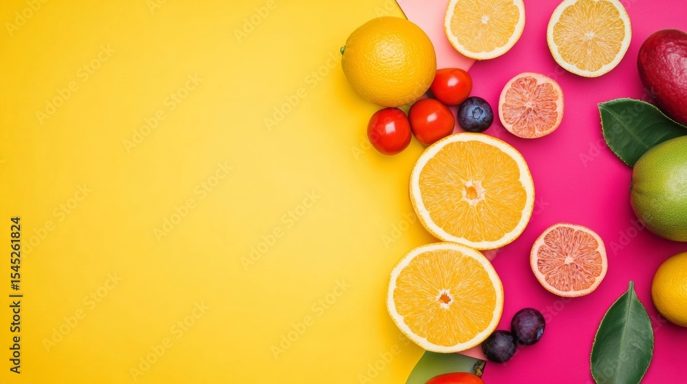 Flat lay citrus fruits with vibrant yellow background fresh orange lime slice vitamin colorful food photography Flat lay citrus fruits with vibrant yellow background fresh orange lime slice vitamin colorful food photography