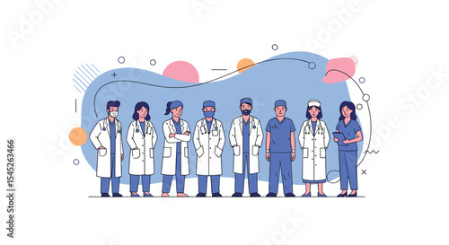 Dedicated Medical Professionals Standing Together: A Diverse Team of Healthcare Providers