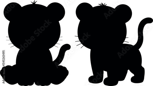Roaring cute tiger cub vector illustration