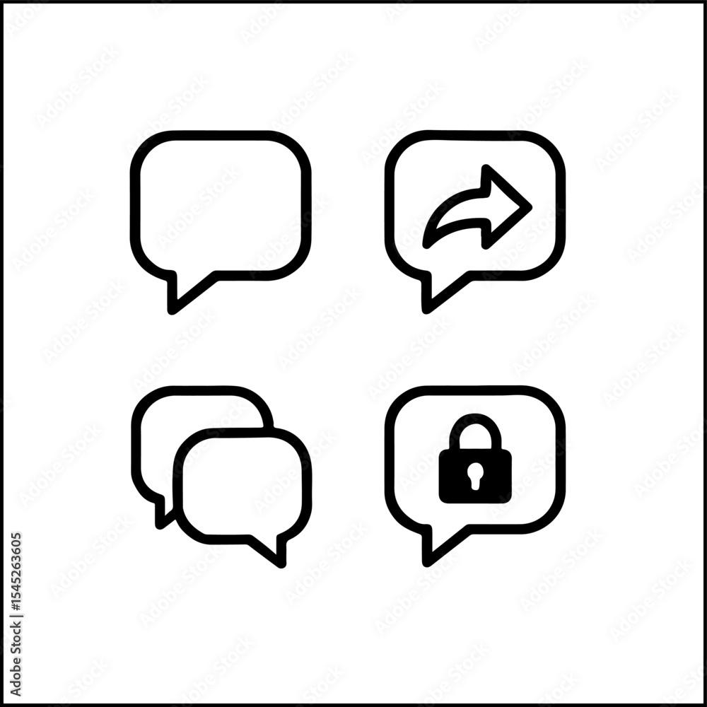 Message icons in thin stroke vector style Message icons in thin stroke vector style