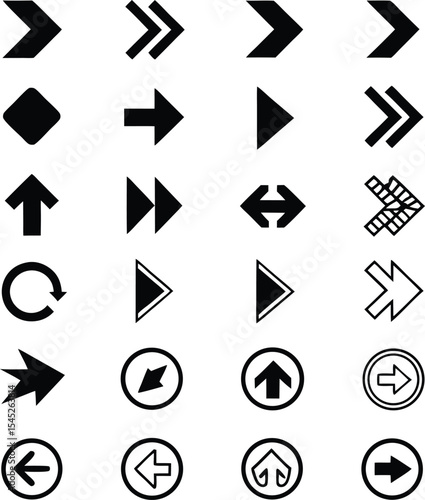 Free Download Collection of black and white arrow icons in various styles for navigation and design elements on white background - GFXLoad