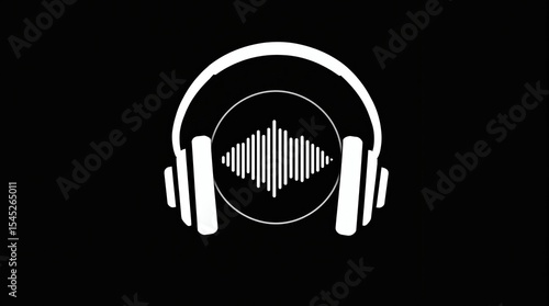 White headphones graphic with sound waves