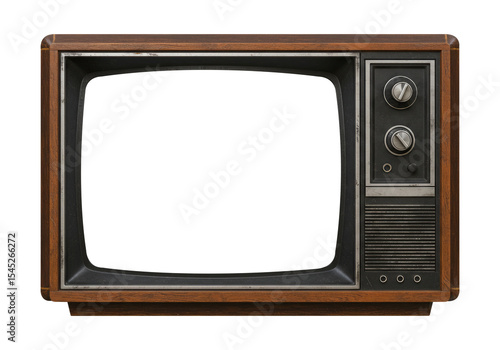 Nostalgia Concept with an Old TV Isolated on Transparent Background. Cut Out, Clipping Path.