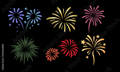 Colorful Firework Bursts