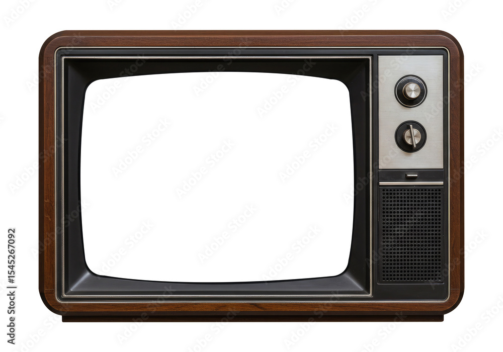 Old-Fashioned TV Set with a Blank Screen for Your Design. Cut Out, Clipping Path on Transparent Background. Old-Fashioned TV Set with a Blank Screen for Your Design. Cut Out, Clipping Path on Transparent Background.