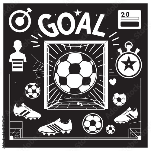 Soccer goal celebration graphic design illustration
