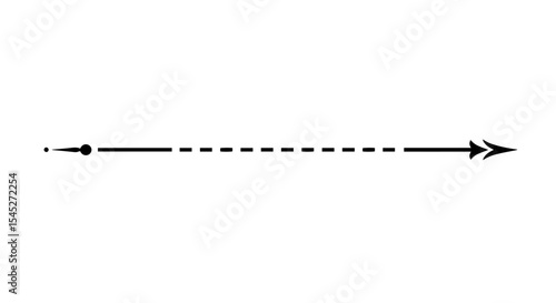 Simple delimiter, divider line with arrow.  Line element includes dotted start, dashed line, and solid arrow. This simple delimiter is perfect for presentations, websites, or infographics.