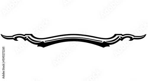 Elegant black delimiter divider design element. Decorative ornate scrollwork graphic for page decoration. Classic style delimiter suitable for vintage designs or luxury branding.