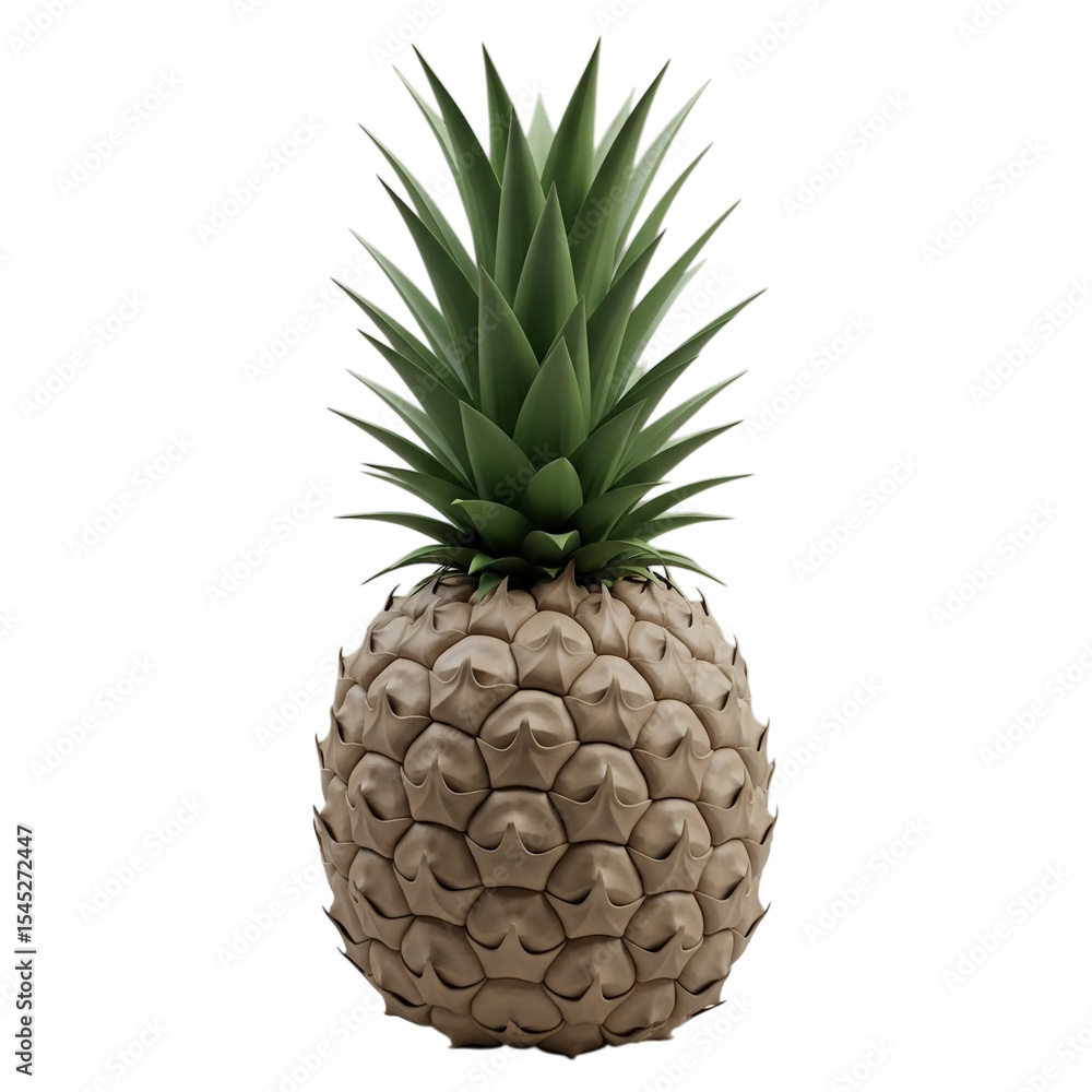 Fototapeta premium Cutout Digital clay pineapple with green spiky top