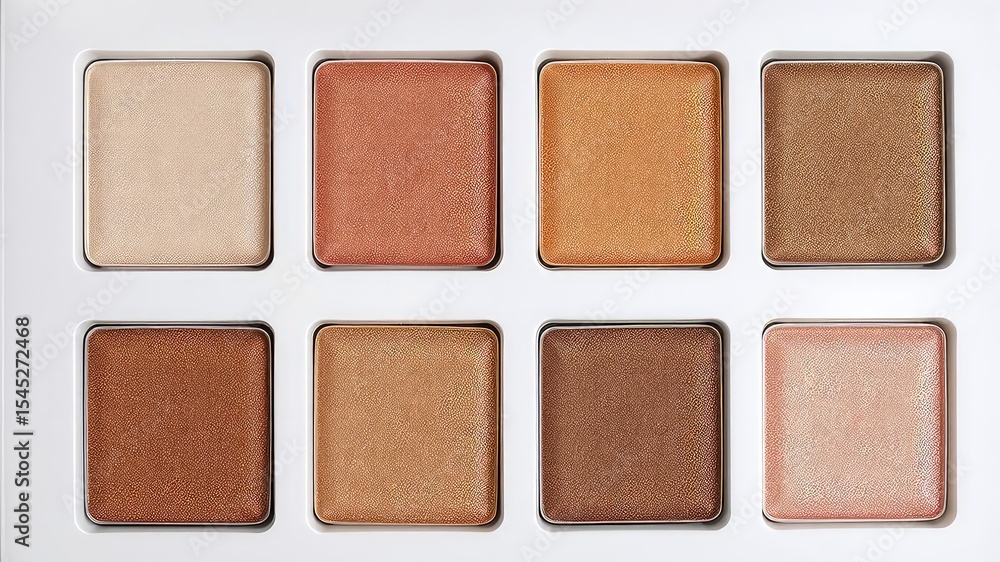 Fototapeta premium Cosmetic shimmer powder palette with various shades of highlighting and contouring makeup for sculpting the face