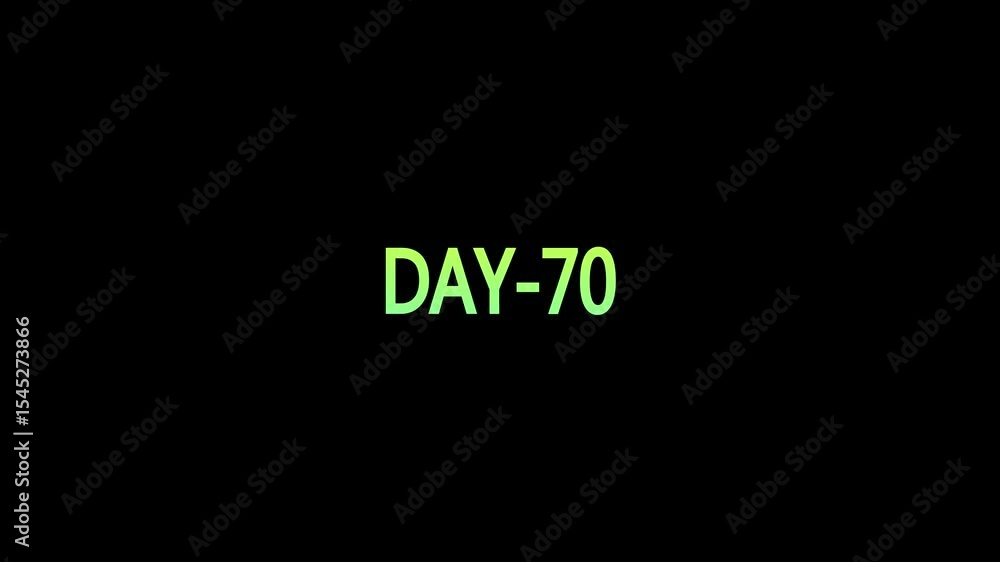 Day 70 Clean Countdown Text Animation with bounce effect videos on black background. Day 70 Clean Countdown Text Animation with bounce effect videos on black background.