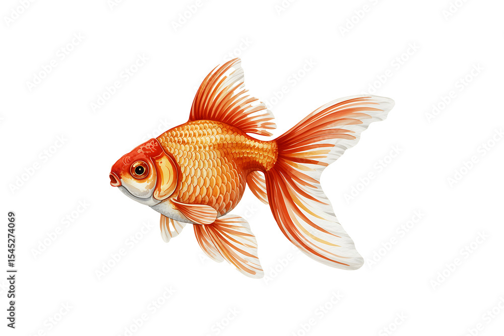 Fototapeta premium Goldfish isolated on white background. fish clipart, png cut out