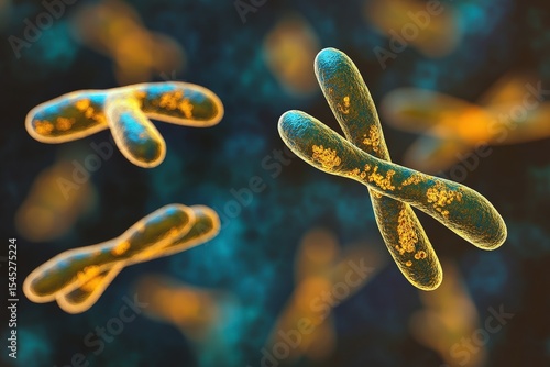 Illustration of chromosomes with vivid colors showcasing genetic material and cellular structure in a scientific context