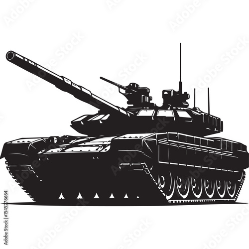 Military tank silhouette vector. Military vehicle silhouette for icon, symbol or sign. Armored tank symbol for military