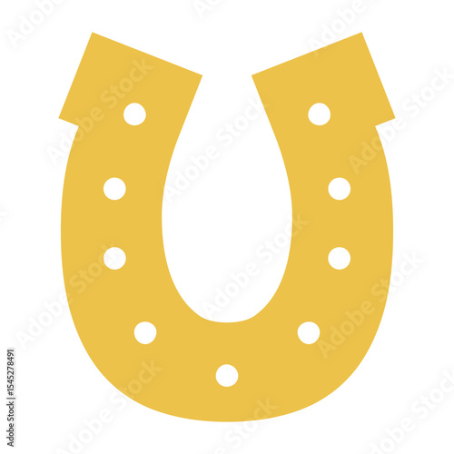 Horseshoe with nails, isolated. Good luck symbol, lucky charm, talisman. Flat style vector illustration. 2026 Japanese, Korean, Vietnamese Chinese Lunar New Year holiday logo, icon, design element