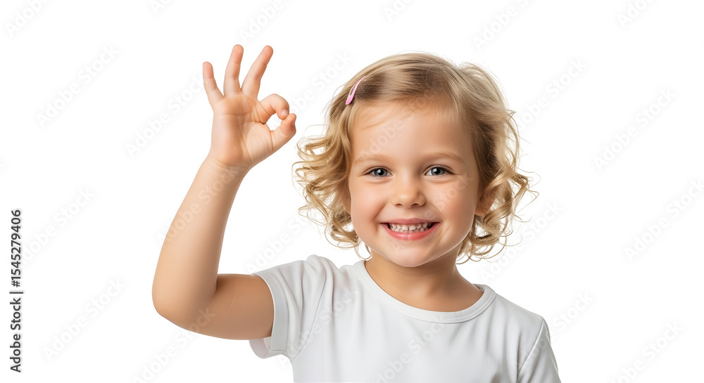Girl Making OK Hand Gesture Smiling with Curly Hair Transparent Background Girl Making OK Hand Gesture Smiling with Curly Hair Transparent Background