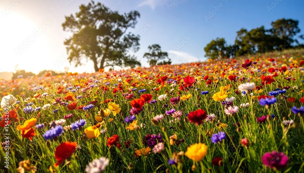Obraz premium Colorful Wildflower Meadow Sunset.