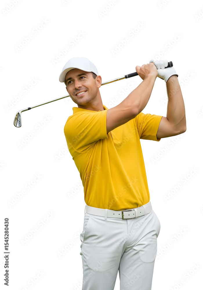 Man Swinging a Golf Club Isolated on Transparent Background Man Swinging a Golf Club Isolated on Transparent Background