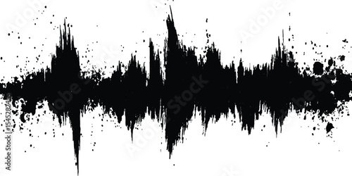 Wallpaper Mural Black audio wave illustration. Vector brush grunge texture rough black scratches splatter grunge distressed background. Torontodigital.ca