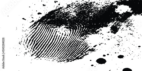 Black fingerprint grange on a clean white background. Simple and clear biometric design with ample caption space for identity, security, or authentication concepts and themes.