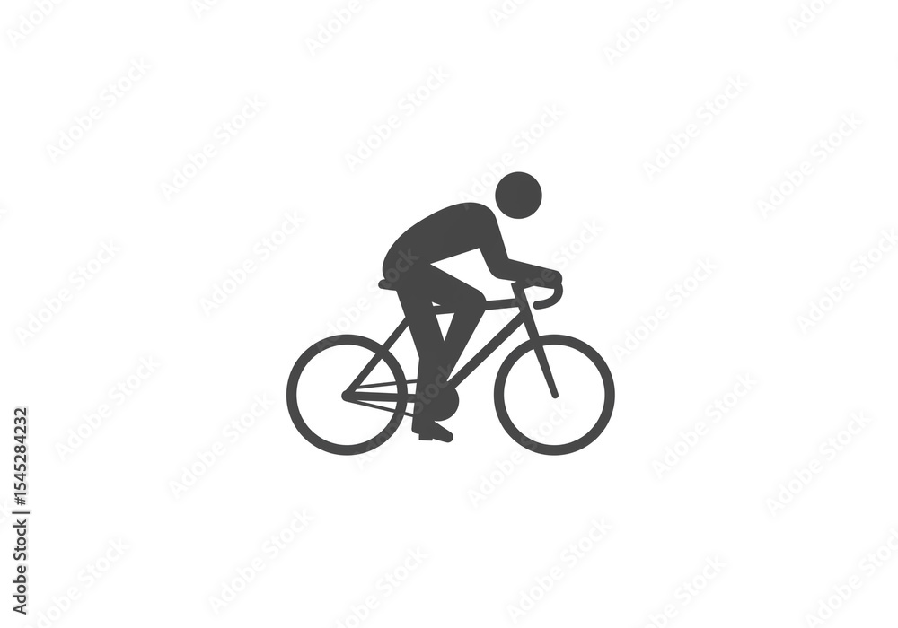 Fototapeta premium A simple graphic of a person riding a bicycle in silhouette against a plain white background image