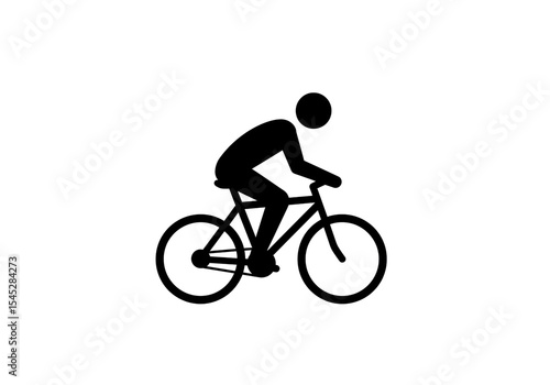 Wallpaper Mural A simple black silhouette of a person riding a bicycle on a white background with clean lines Torontodigital.ca