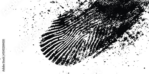 Black fingerprint grange on a clean white background. Simple and clear biometric design with ample caption space for identity, security, or authentication concepts and themes.