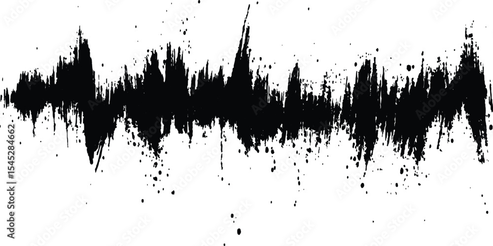 Obraz premium Black audio wave illustration. Vector brush grunge texture rough black scratches splatter grunge distressed background.