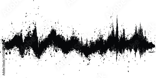 Wallpaper Mural Black audio wave illustration. Vector brush grunge texture rough black scratches splatter grunge distressed background. Torontodigital.ca