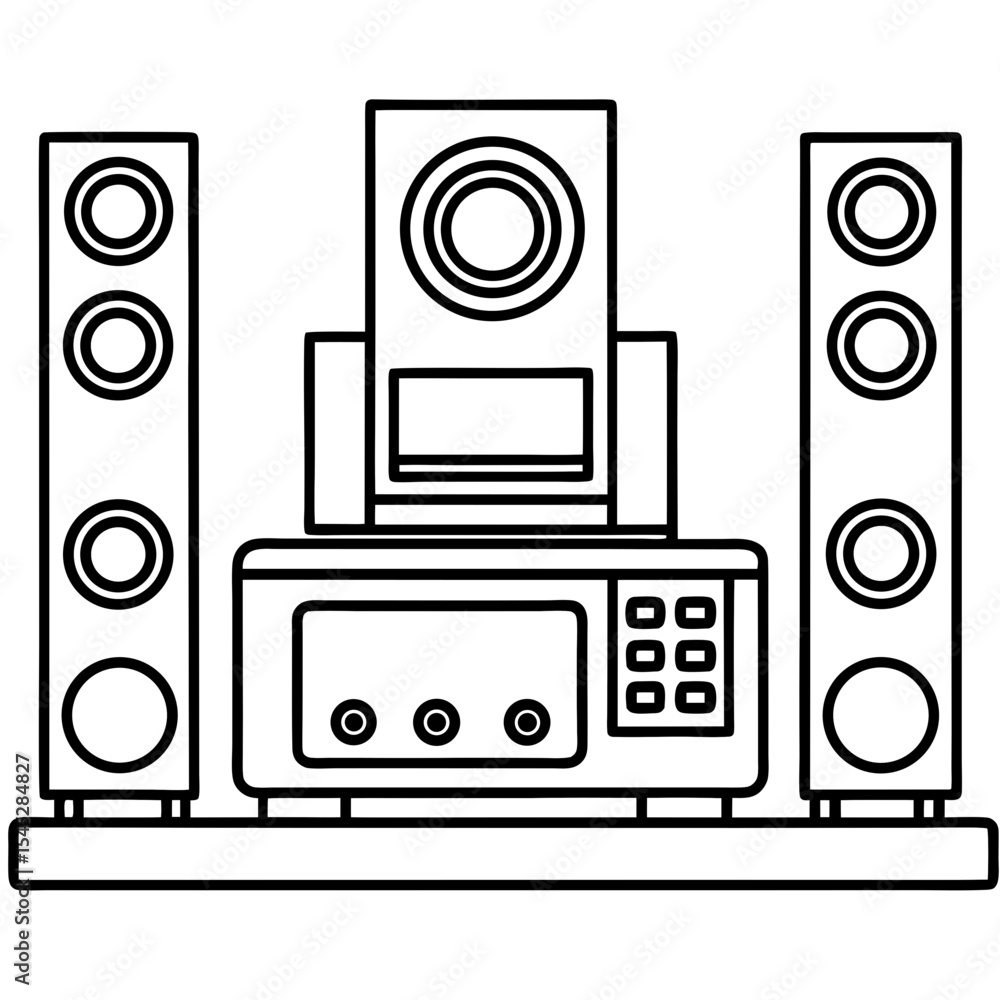 Home Theater System line art vector Home Theater System line art vector