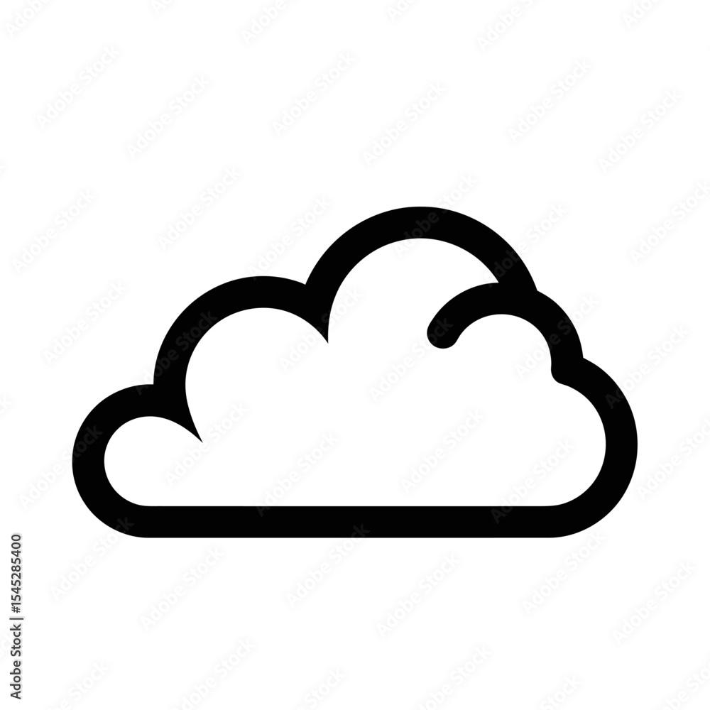 Isolated black outline of a cloud on a white background in a simple and modern graphic style Isolated black outline of a cloud on a white background in a simple and modern graphic style